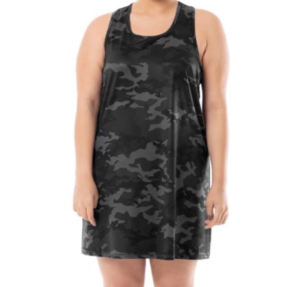 Athletic Works Black Gray Camouflage Racerback Tank Dress Plus Size 3X